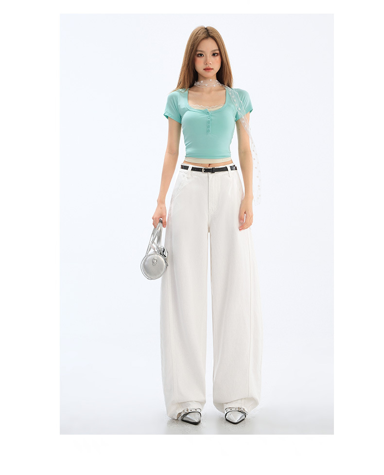 Light-colored Wide-leg Jeans for Women - Summer New Arrival, Split Design Loose Fit Concealing Meaty Legs with Vertical Feel Banana Flare Pants