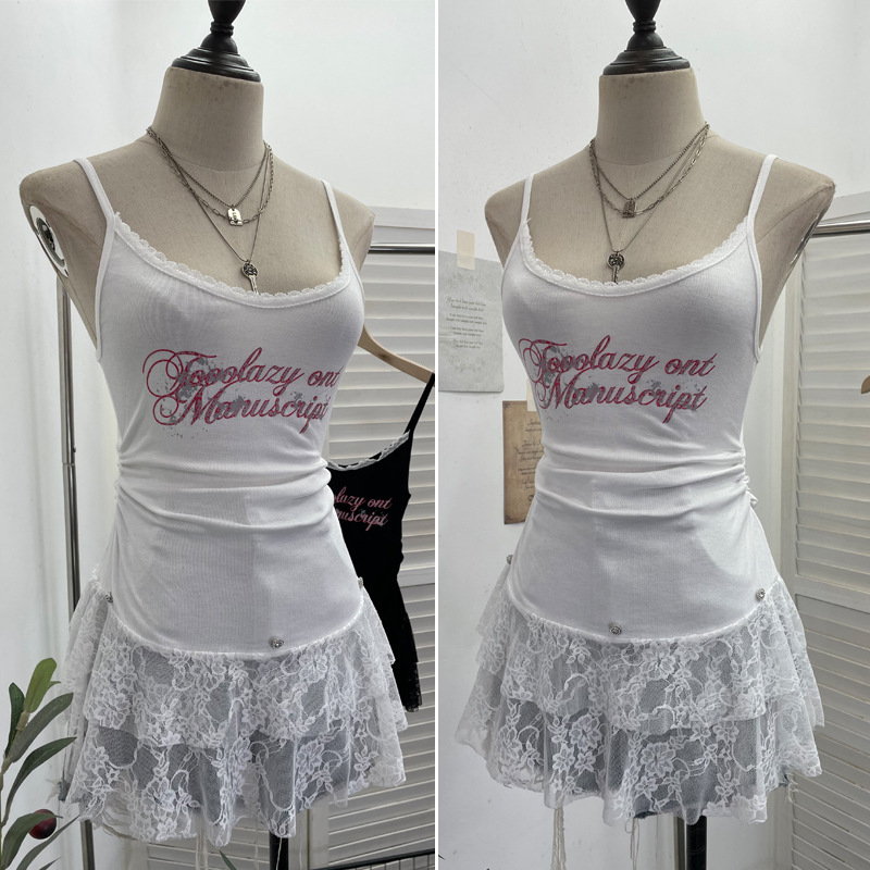 Sexy Lacy Crew Neck Slim Fit Tank Top