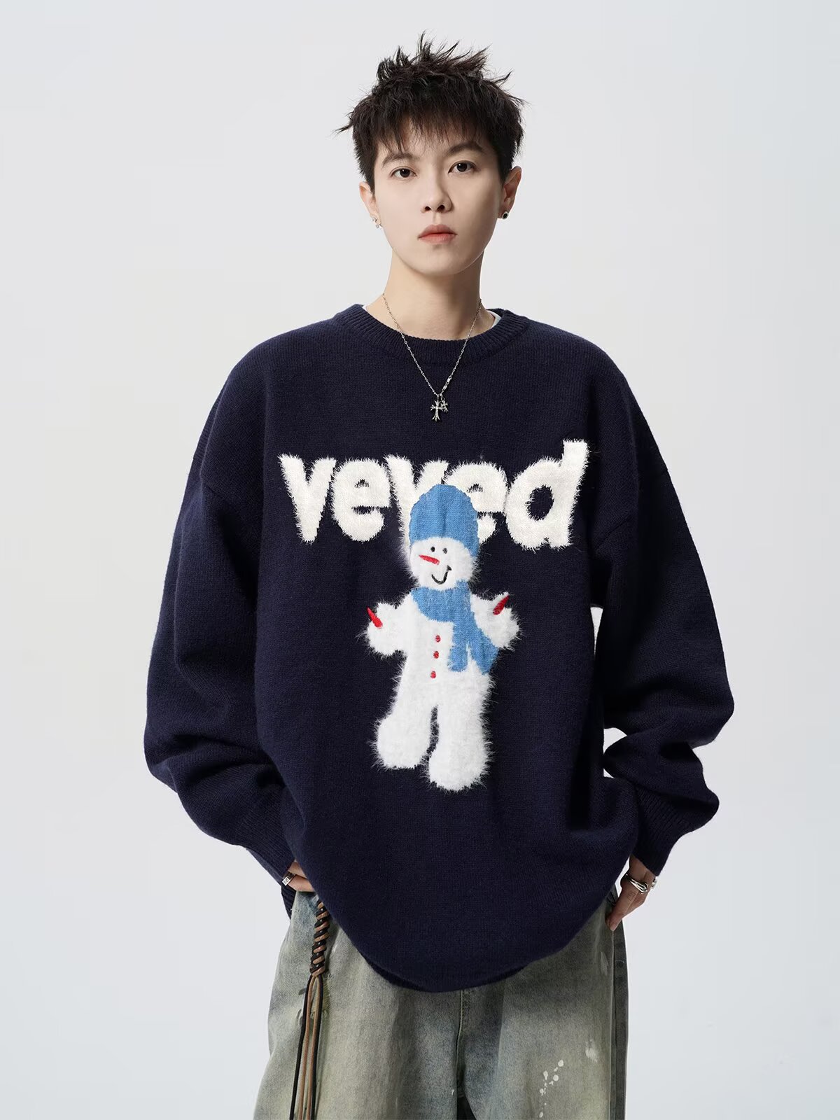 Holiday Frosty Alphabet Jacquard Sweater
