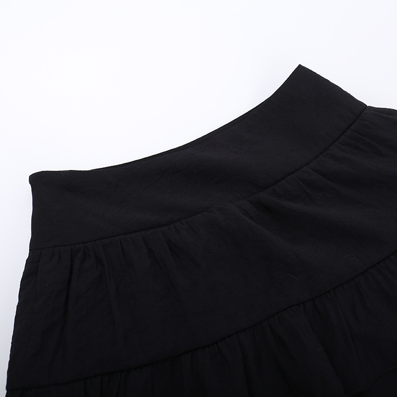 Sultry Deep Retro Draped Solid Polyester Skirt