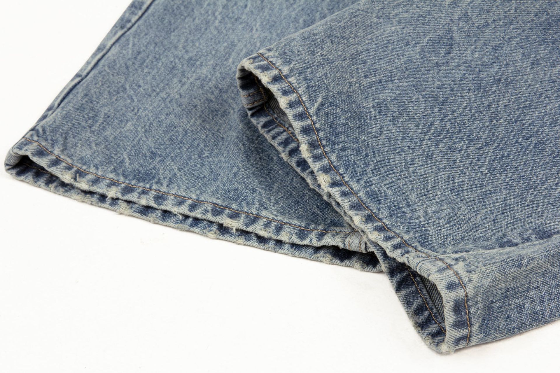 Street Style Unisex Vintage High-End Cat Whisker Washed Design Men's Loose Casual Jeans