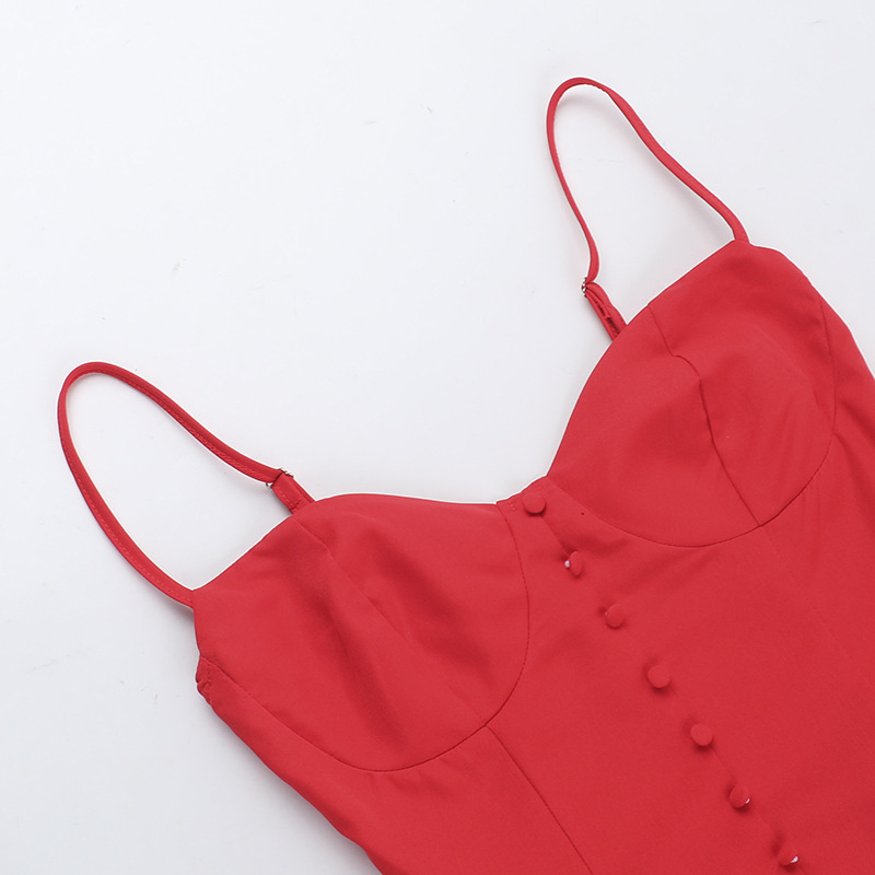 Polyester V-Neck Strap Bubble Skirt