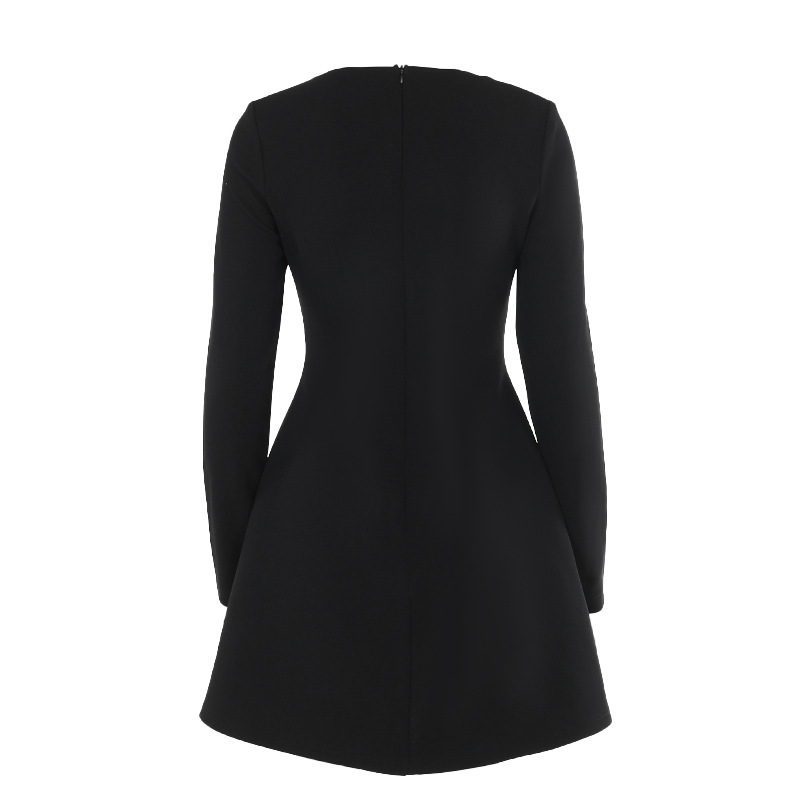 Ladies' Stretch Polyester Straight Neckline Full Sleeve Dress