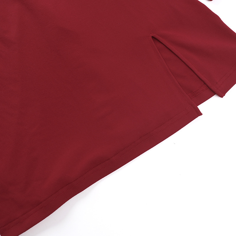 Mock Collar Solid Split Hem Bodycon Dress