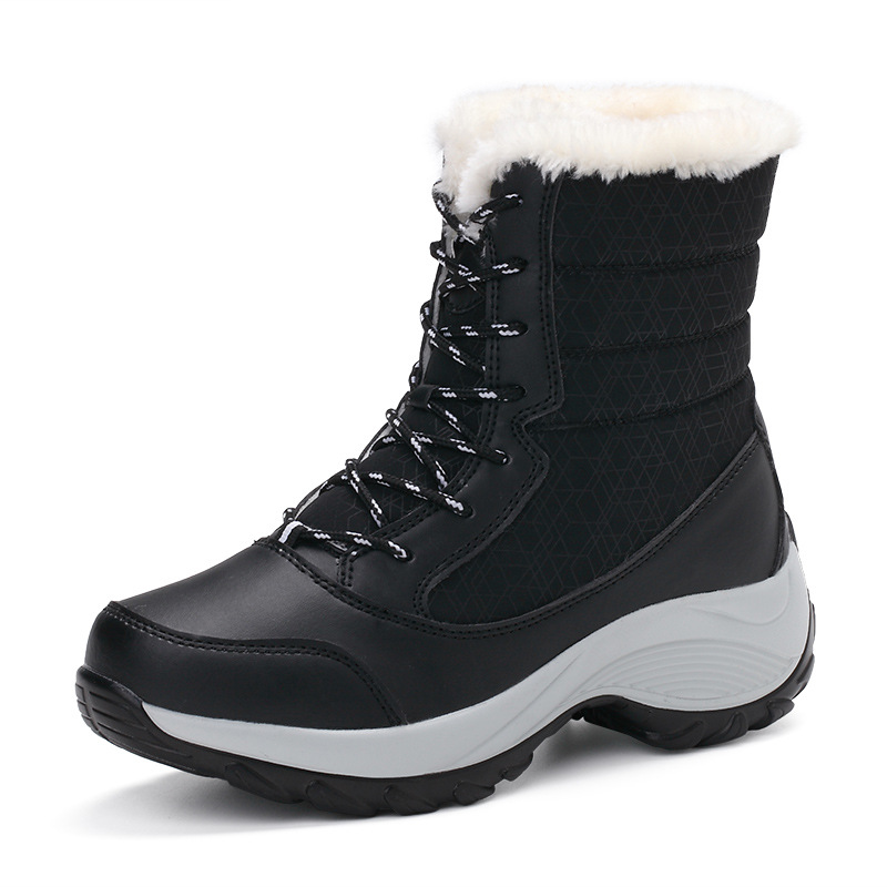 Snow boots, women's boots, flat heels, Martin boots, women's boots, lace up, women's cotton shoes, oversized outdoor travel