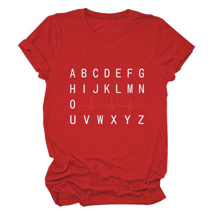 Ladies Geometric Print Round Neck Short Sleeve Tee