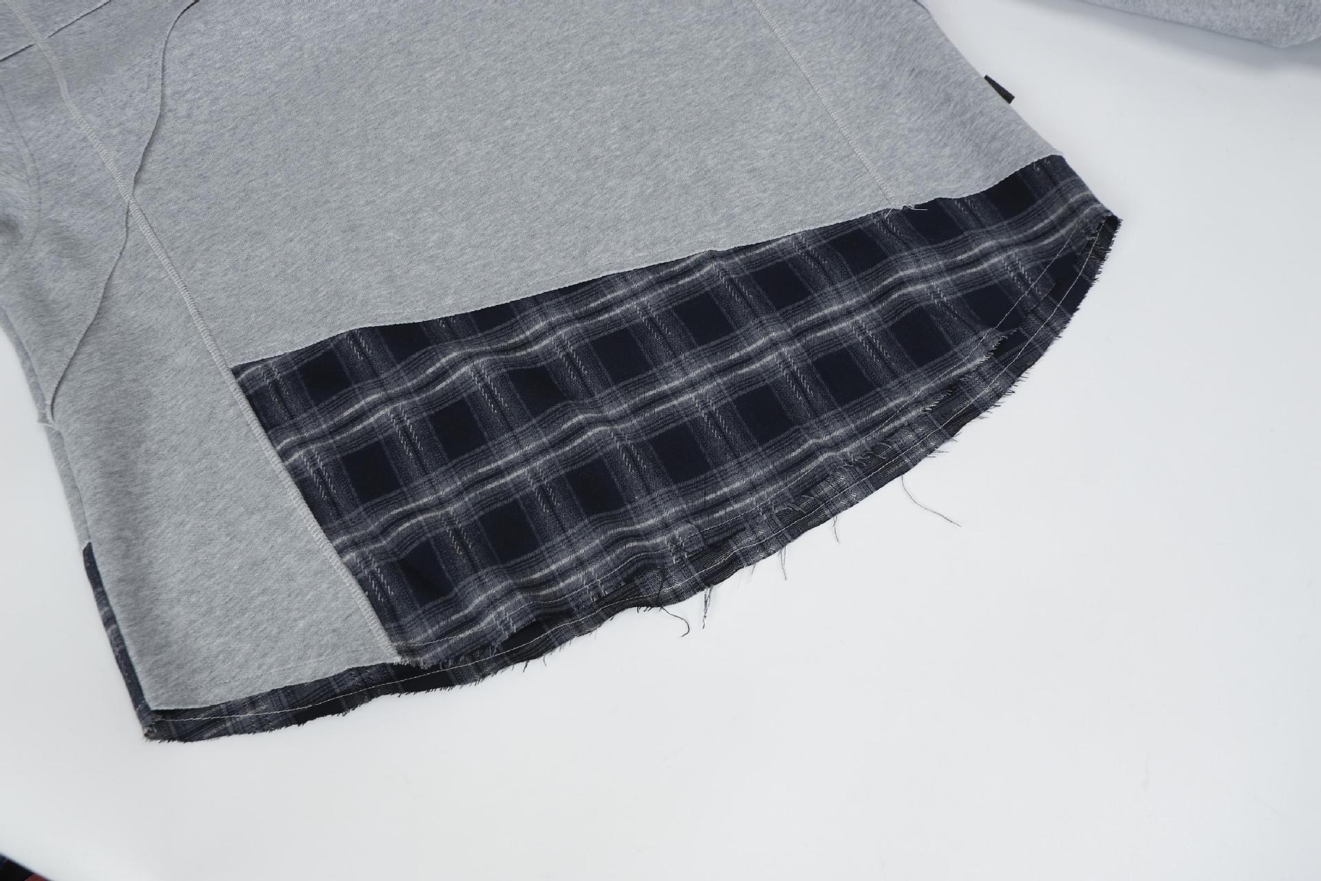 Vintage Asymmetric Checked Layered Hoodie
