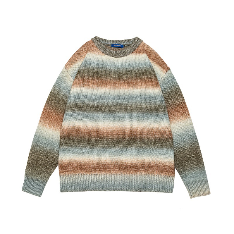 Oversized Color Block Workwear Crew Sweater
