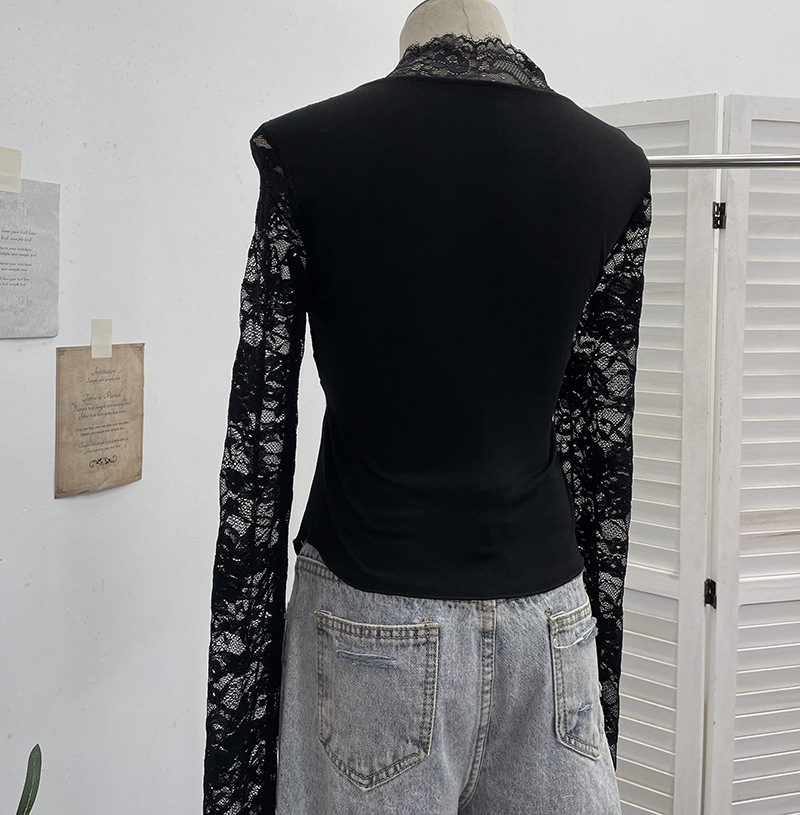 Plunging Wrist-Length Cropped Asymmetric Hem Cinch-Waist Top