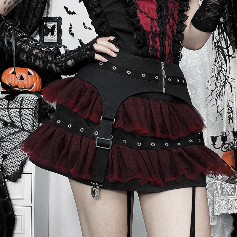 Ladies' Edgy Polyester Color Block Mini Skirt