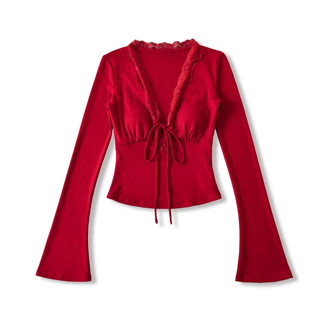 Solid Private Lady Plunge Neckline Slim Fit Top