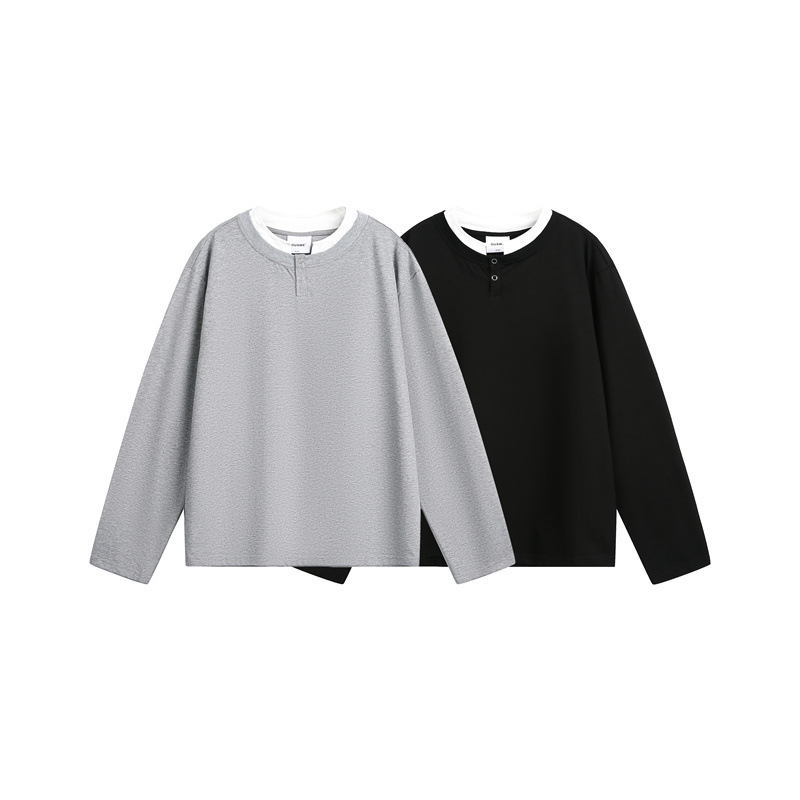 Layered Button Placket Cotton Blend Shirt