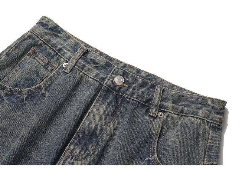 Loose Fit Wide Leg Knife-Edge Denim Pants