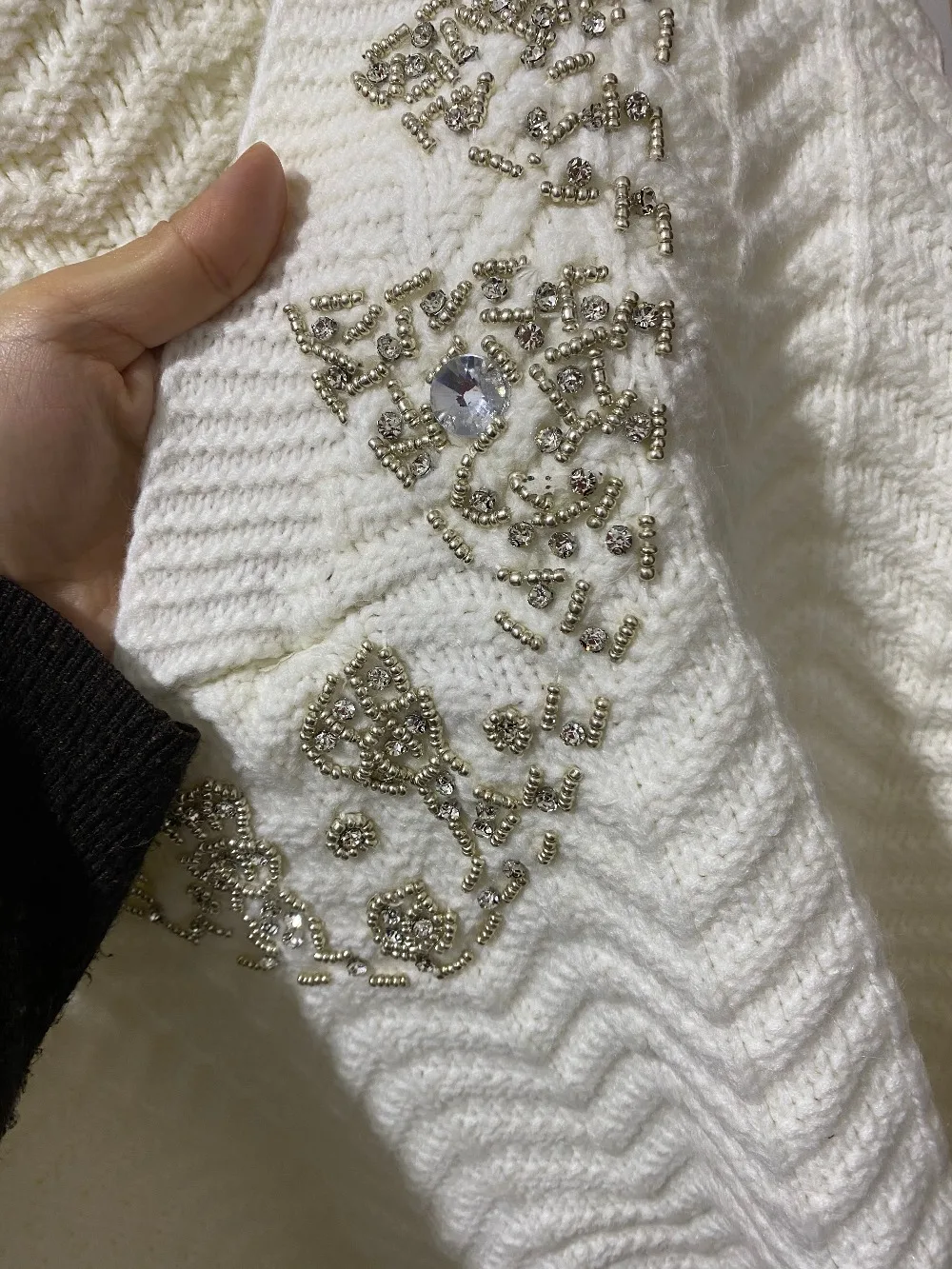 Ladies Oversized Wool Blend Embellished Sweater
