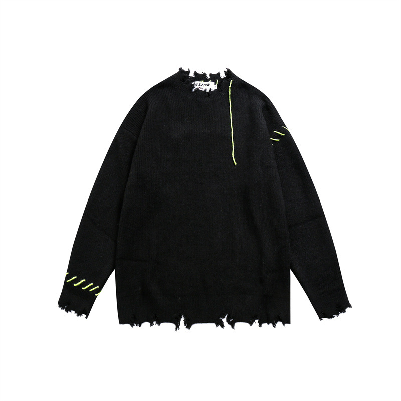 Oversized Long Sleeve Color Block Workwear Sweater