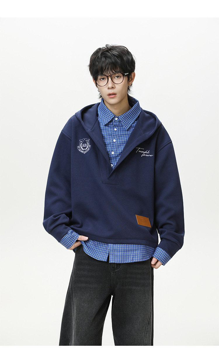 American Trend Cotton Layered Hood Sweatshirt
