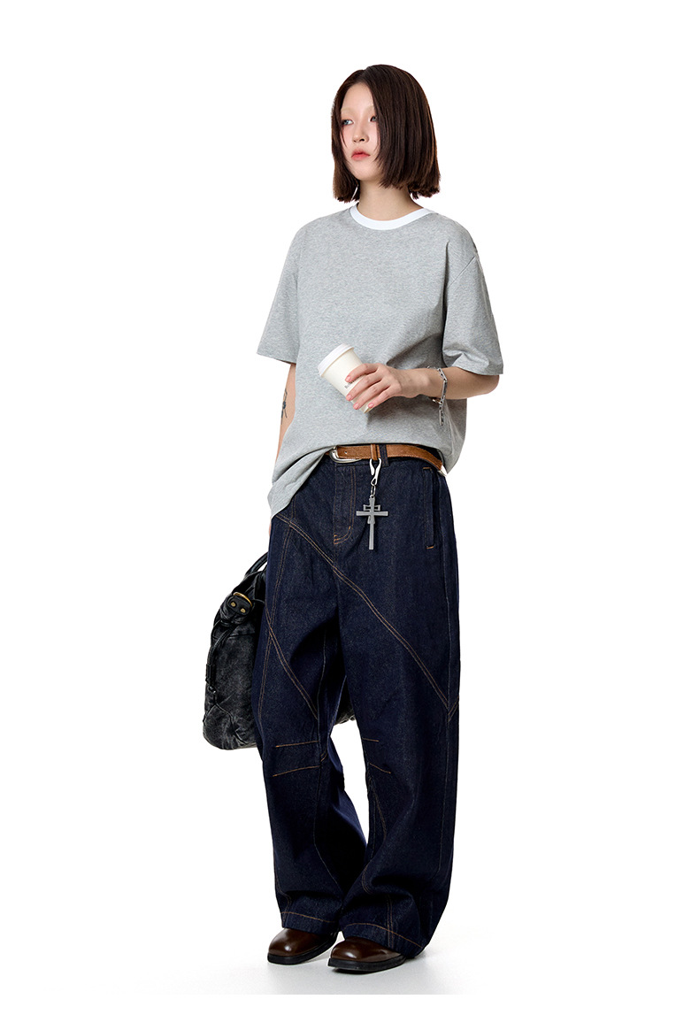 Jeans High-Waisted Commuter Loose Wide-Leg Long Pants Unisex