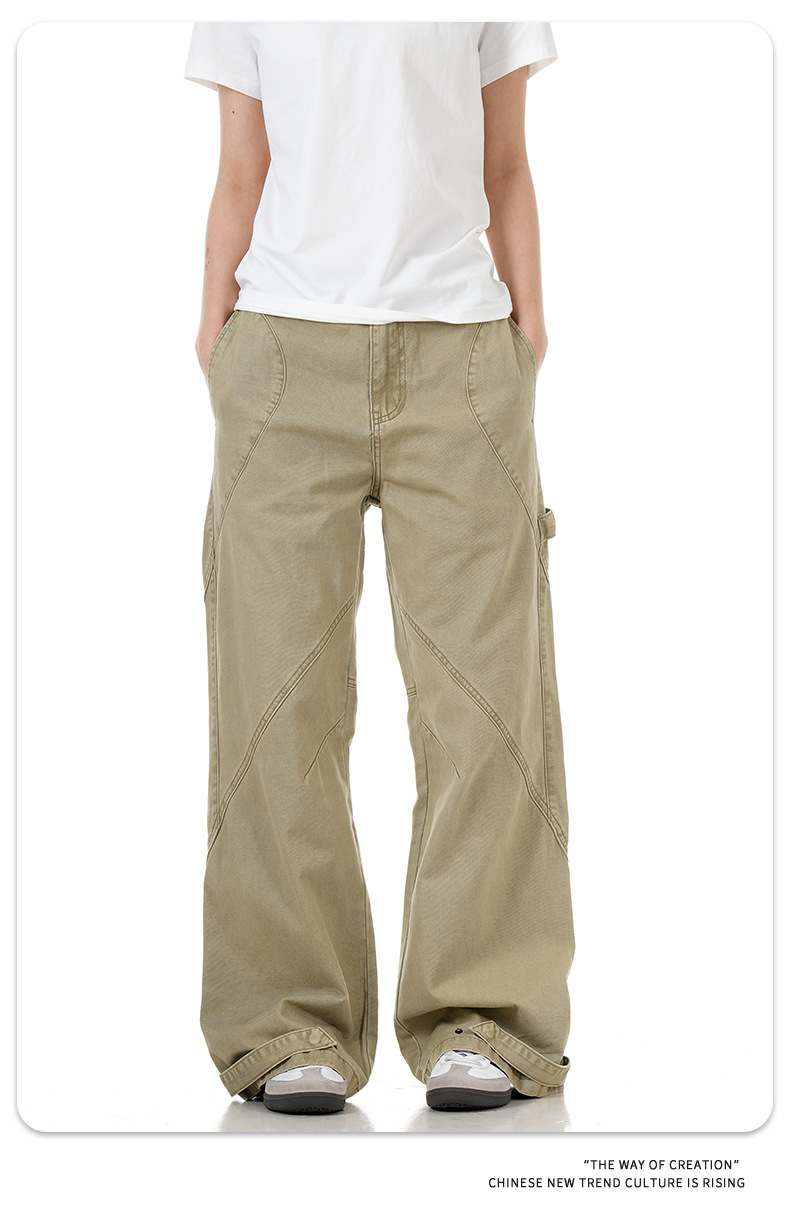 Flared Work Pants for Men and Women Loose Fit Slimming Carpenter Casual Tapered Long Pants