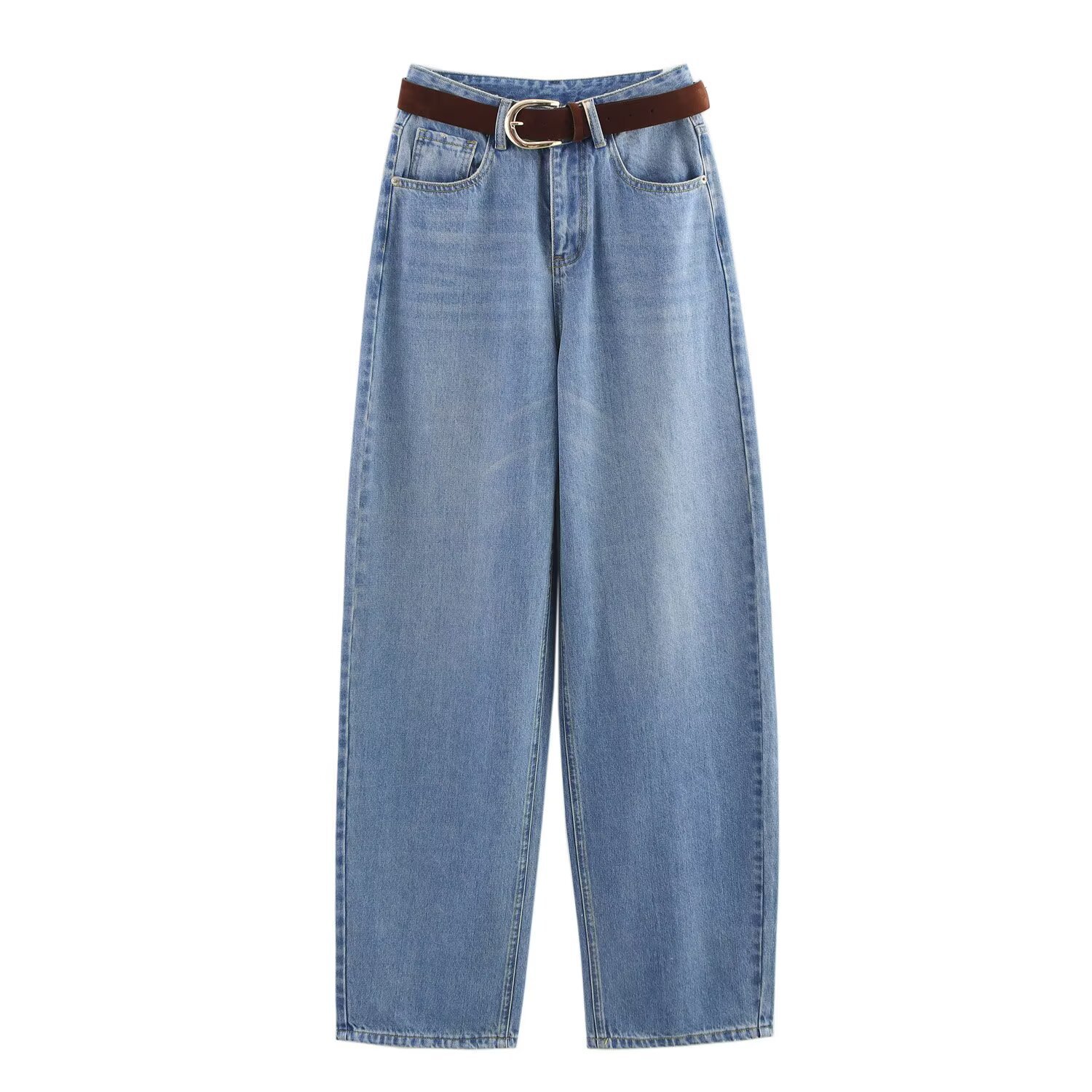 Casual versatile belt made of vintage denim and radish pants for women