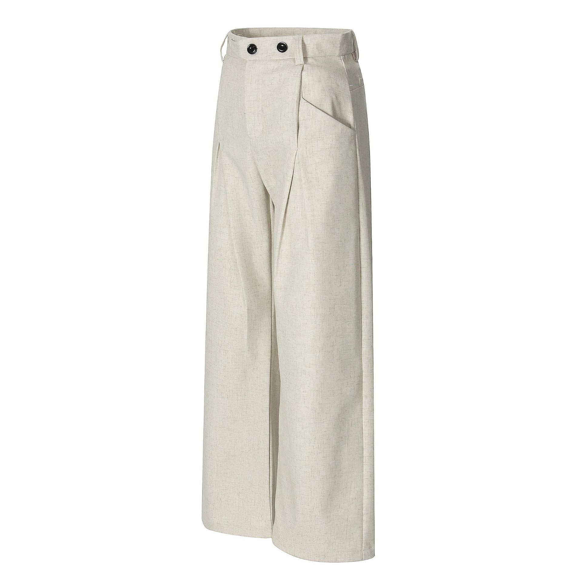Trousers for Men and Women with Three-Dimensional Wide-Leg Pleated Loose Design Sense A-Line Casual Straight-Leg Pants