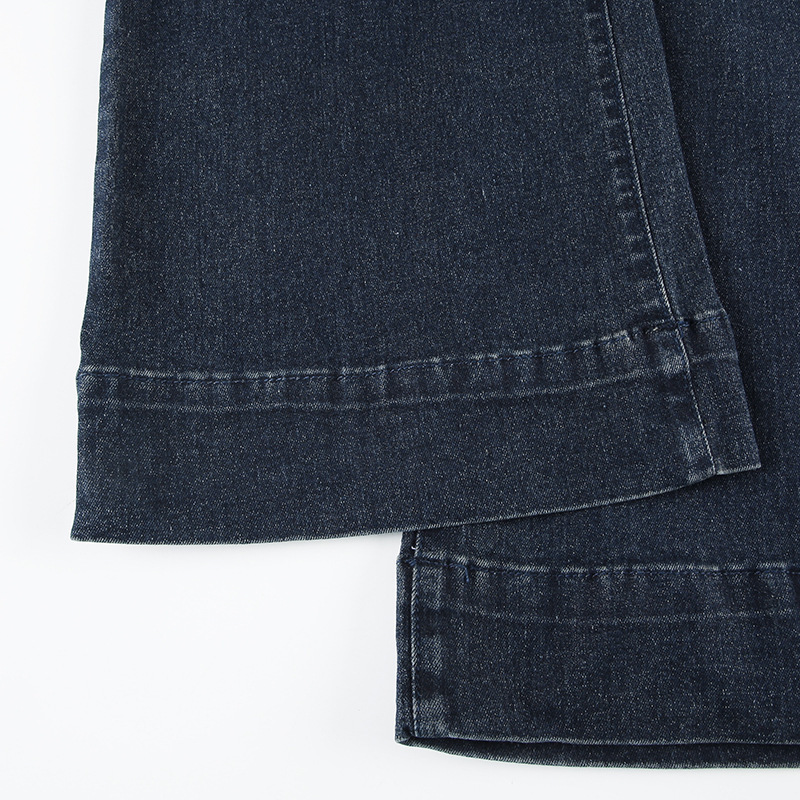 Retro hot girl washed and worn low waisted slightly flared jeans
