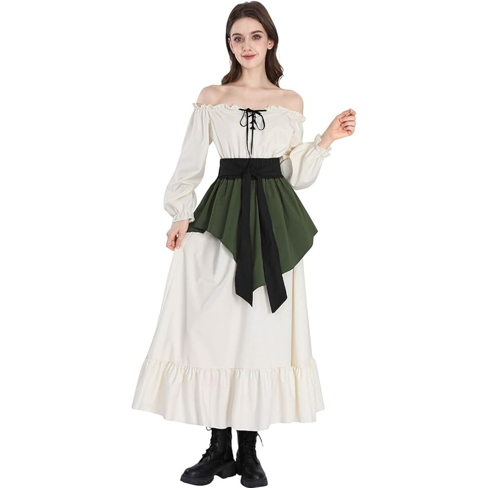 Renaissance Victoria off shoulder lace up dress two-piece formal dress