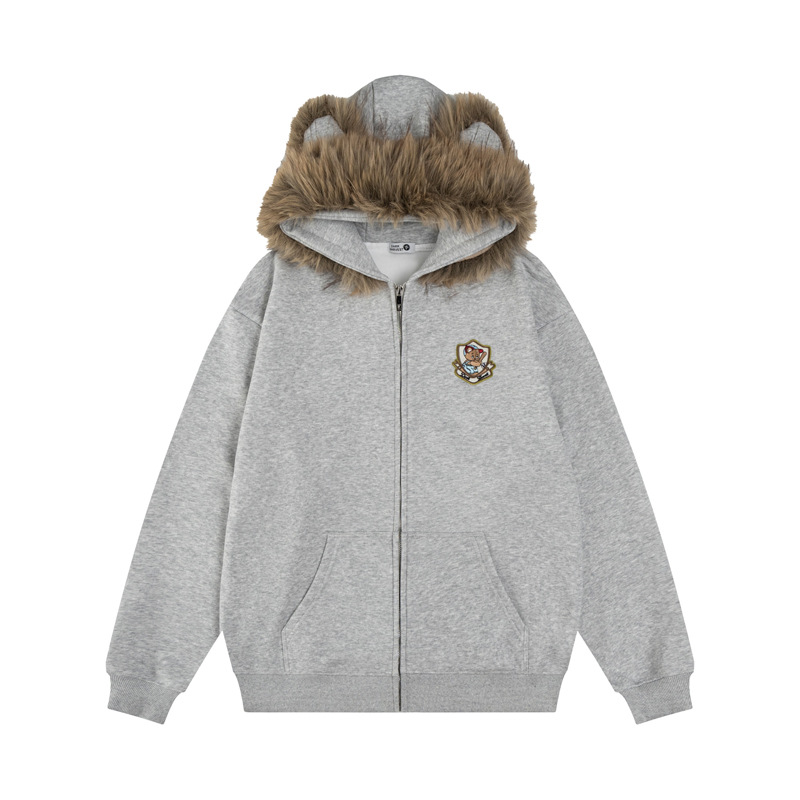 Oversized Streetwear Teddy Letter Print Cotton Hoodie