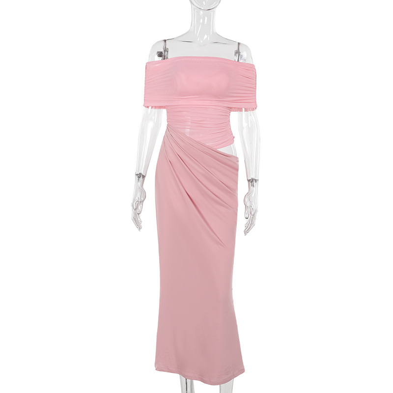 Ladies Asymmetric Midriff Cutout Bodycon Dress