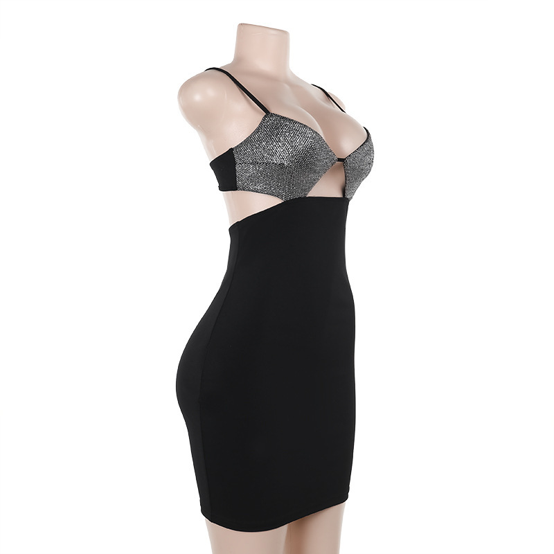V-Neck Bodycon Polyester Dress