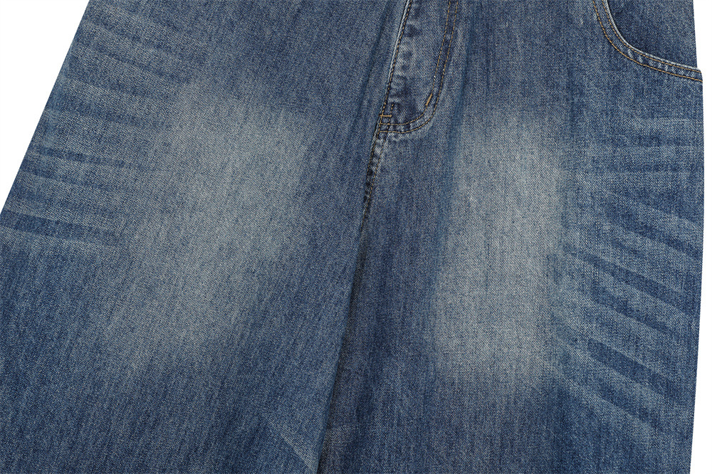 Vintage Men's Jeans, Distressed Patchwork Knife Cut Pants, Casual Loose Fit, Men's Bottoms