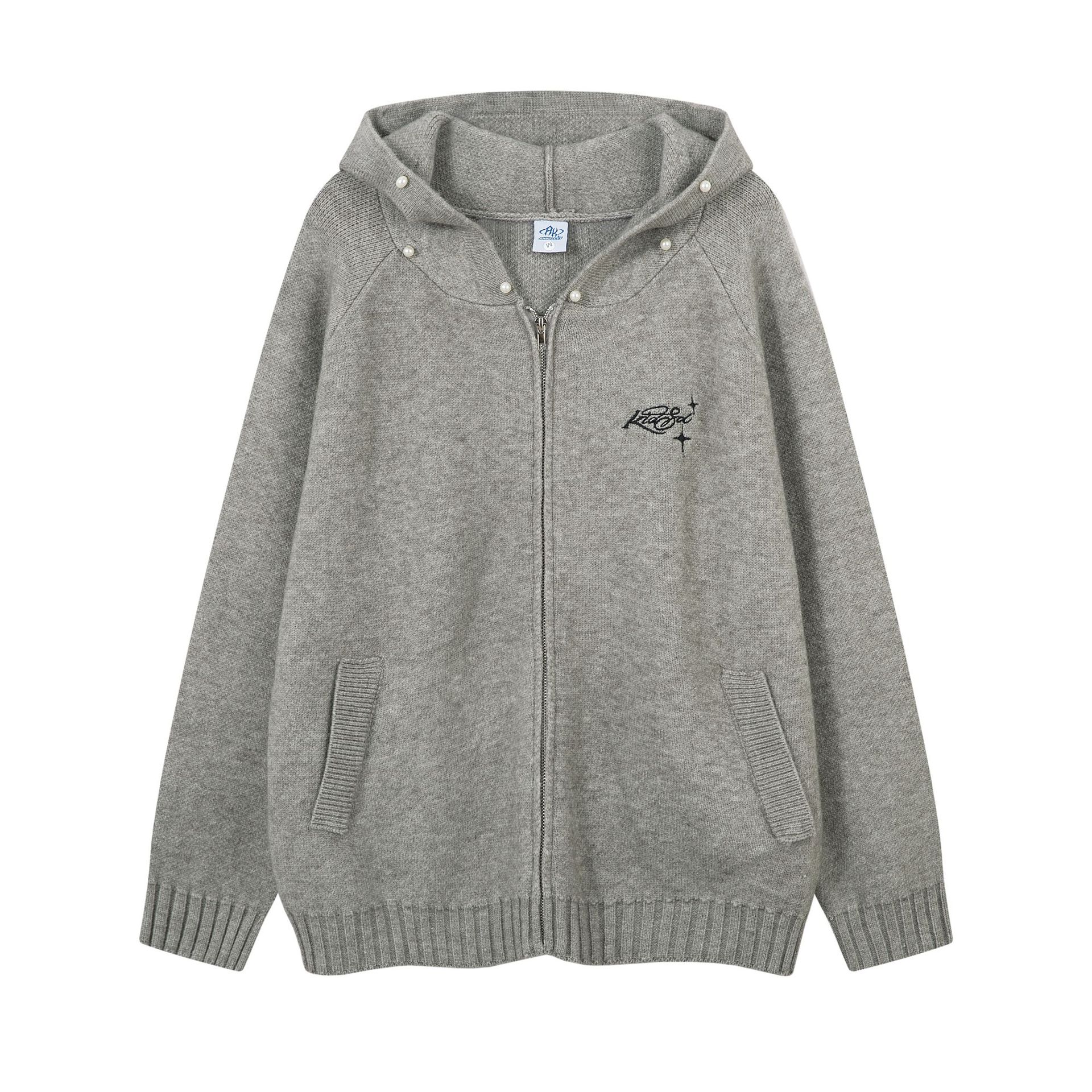 Acrylic Jacquard Long Sleeve Loose Fit Cardigan