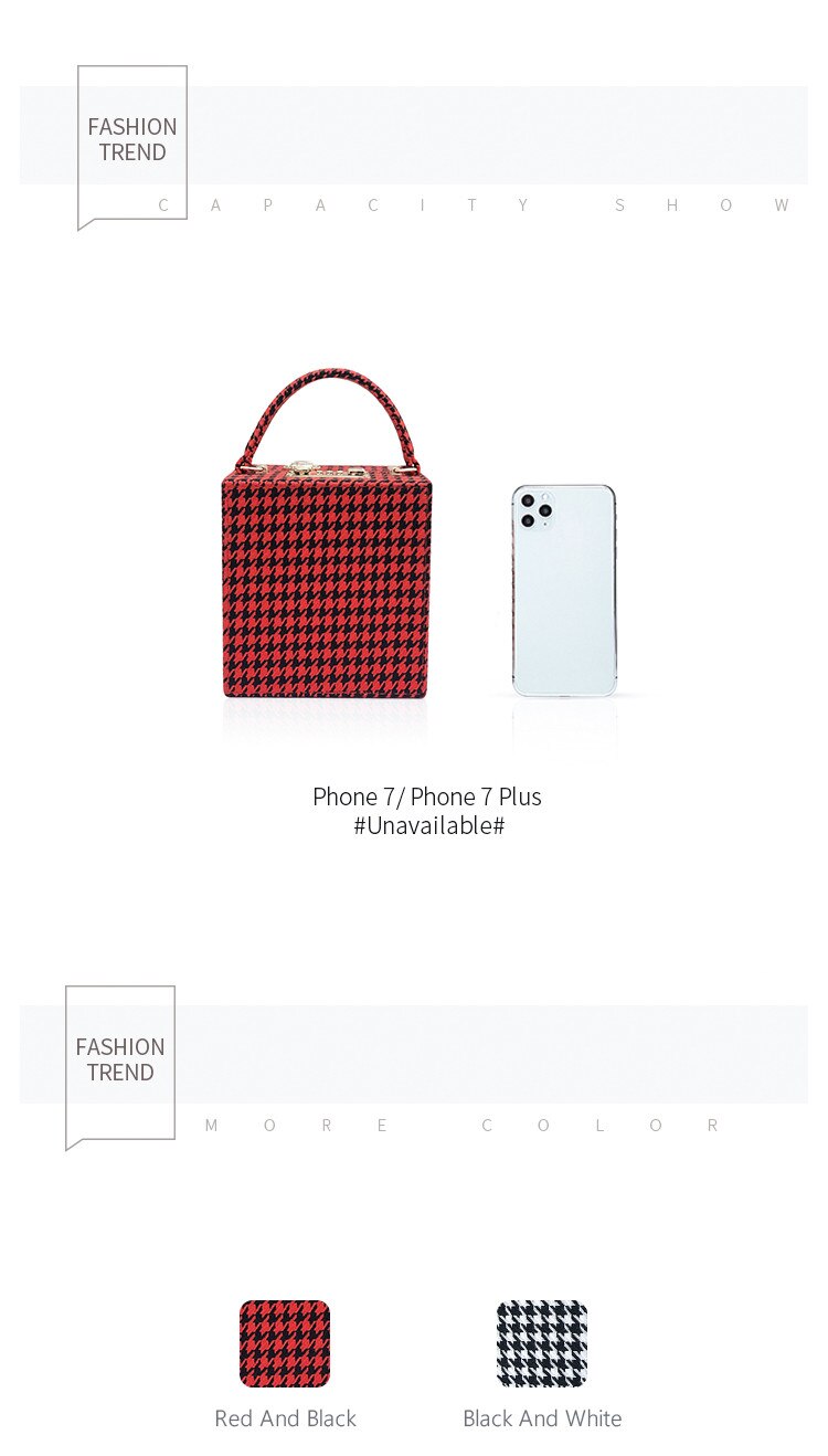 With Code Lock Houndstooth Box Shoulder Bag New Elegant Korean Purses And Handbags Female Big Square Crossbody Retro Bag