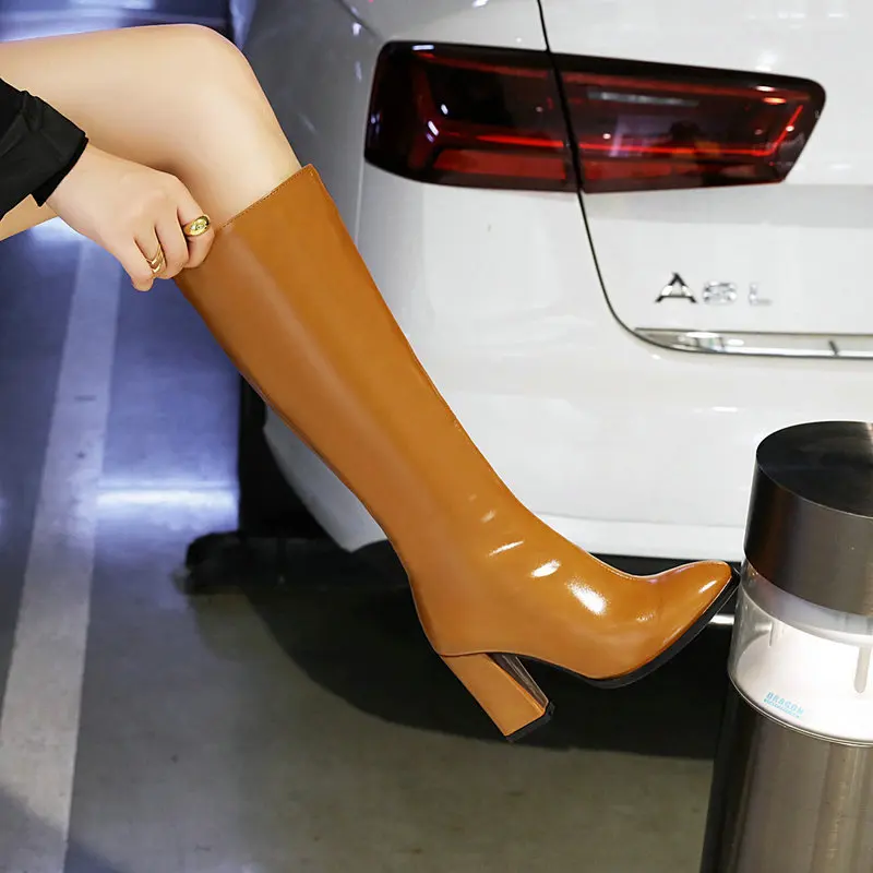 High Heels Fashion Party Night Club Shoes Woman Winter Warm Western Boots Large