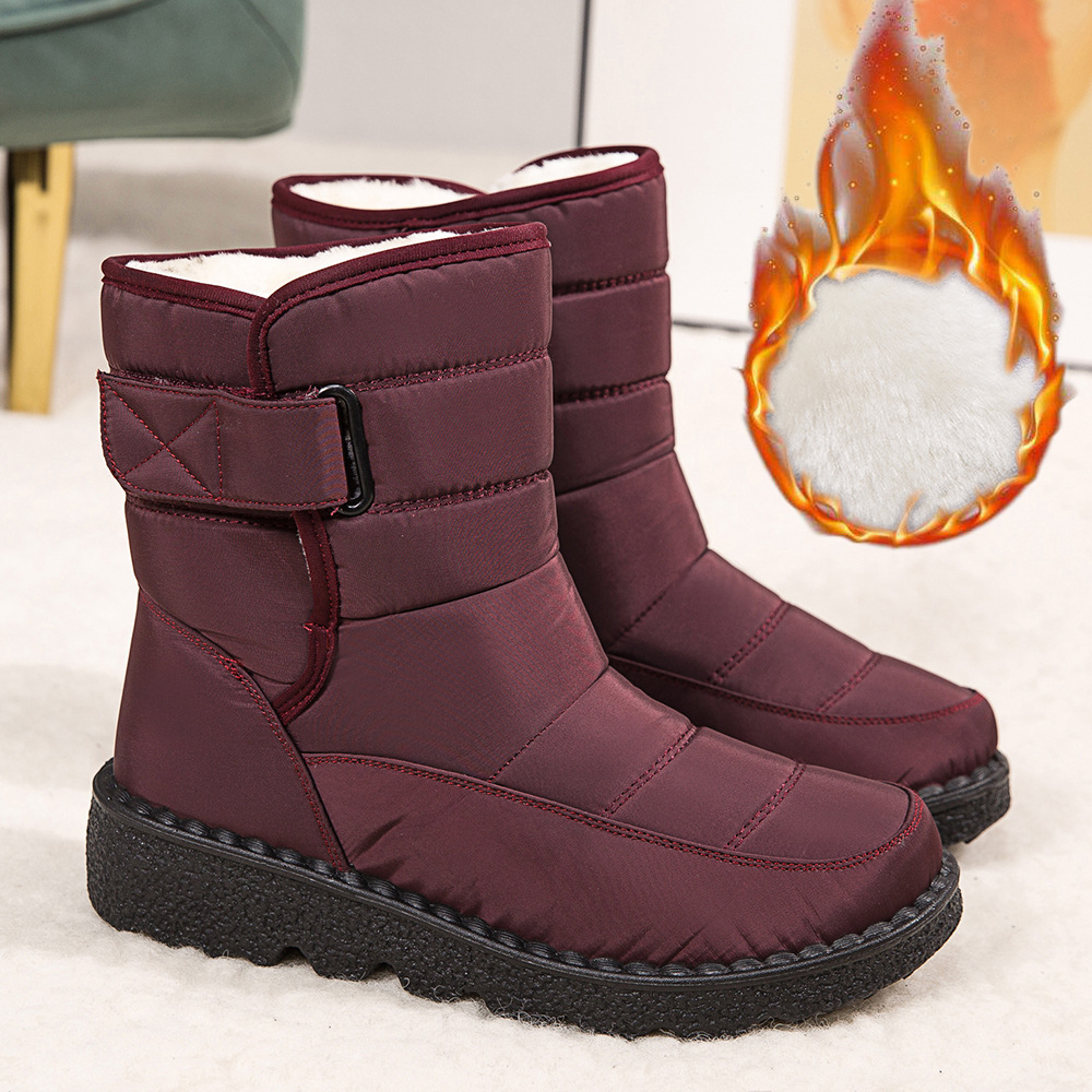 Winter New Snow Boots Women's High Top Waterproof Cotton Shoes Casual Short Tube Plush Plus Large Cotton Boots 43 Amazon