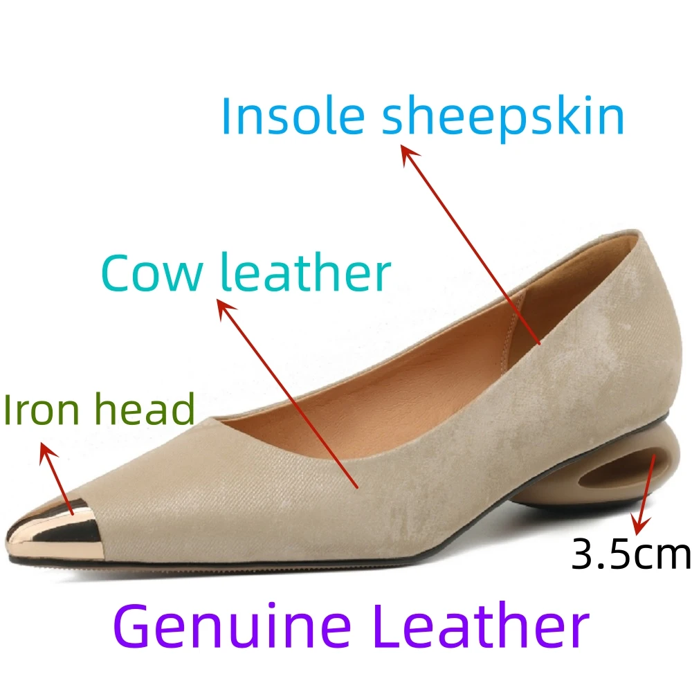 Cowhide Ladies Stiletto Shoes Single Tone Polished