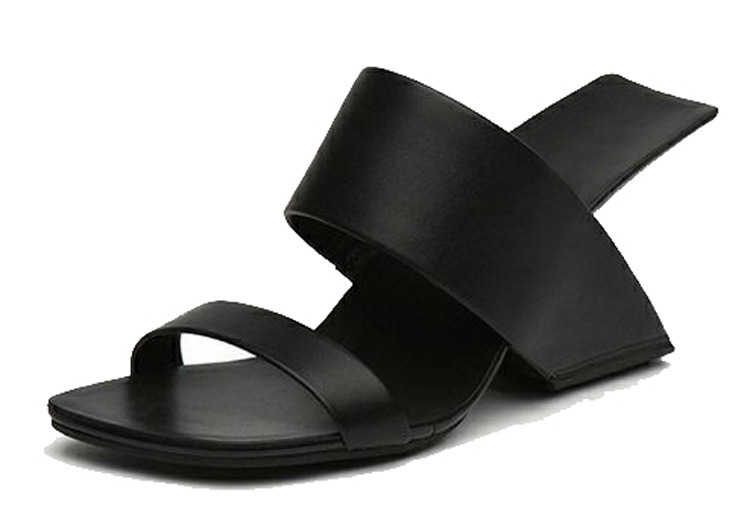 Summer shaped heel ladies square toe slippers