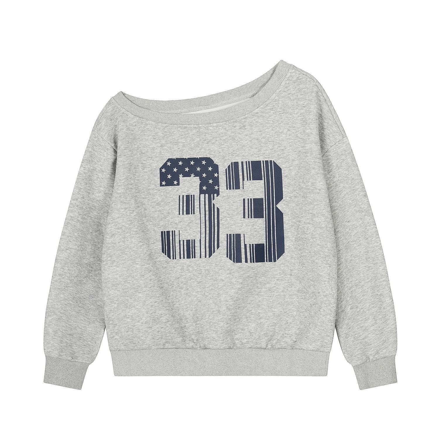 Asymmetric Text Cotton Polyester Hoodie Ladies
