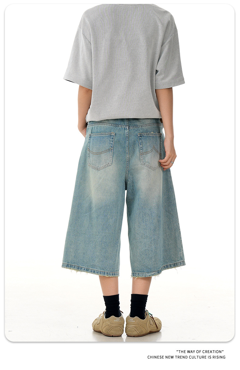 Denim Pants for Men and Women Water-Washed Three-Dimensional Cutting