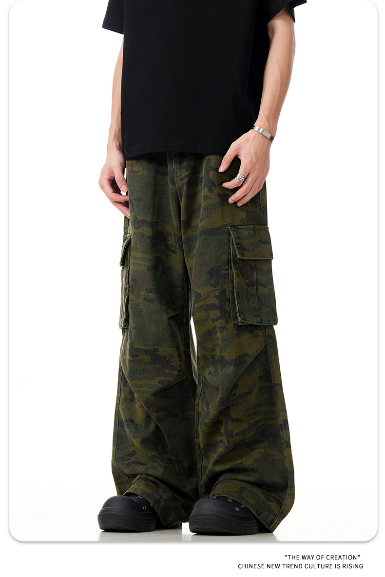 Streetwear Loose Fit with Multiple Pockets Slimming Straight Leg Wide-leg Long Pants