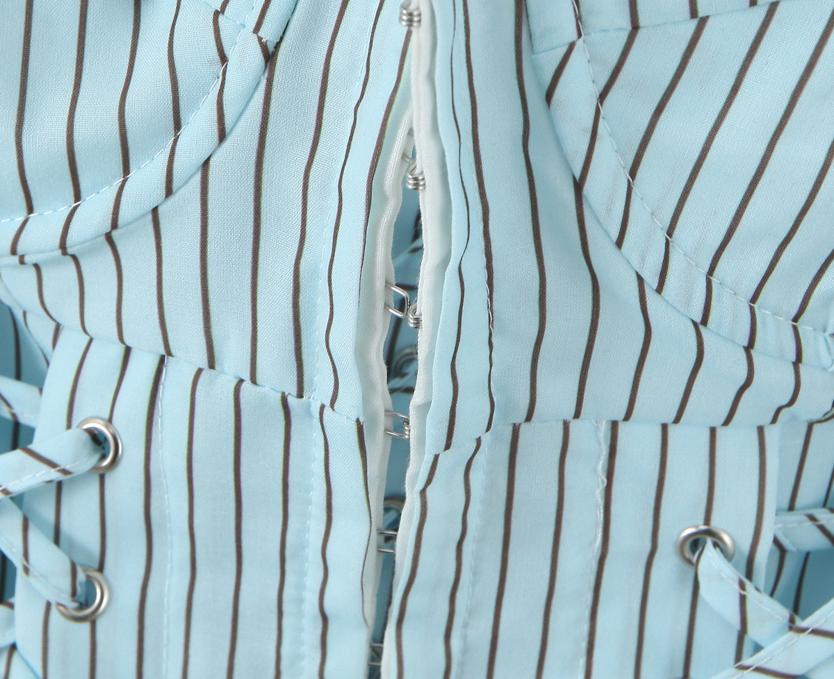 Blue striped chest wrapped small camisole vest
