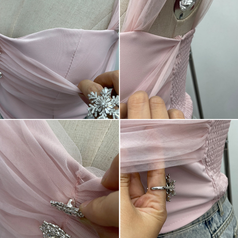 Sexy Slim Fit Solid Color Mesh Top