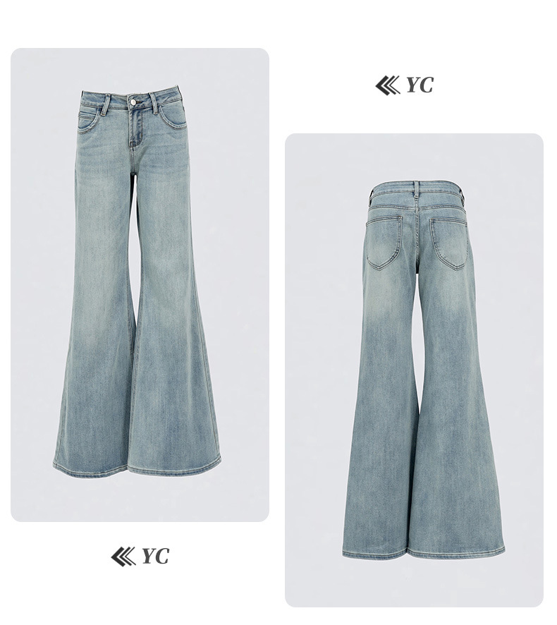 Women's Light Blue Denim Pants Spring Spicy Girl Low Waist Elastic Fitted Hoof Pants