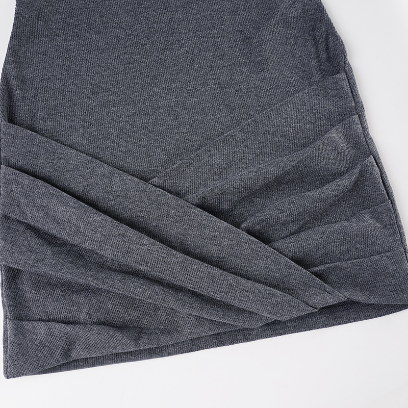 High-Waisted Wrist-length Snug Tiered Plain Jersey Scoop Dress