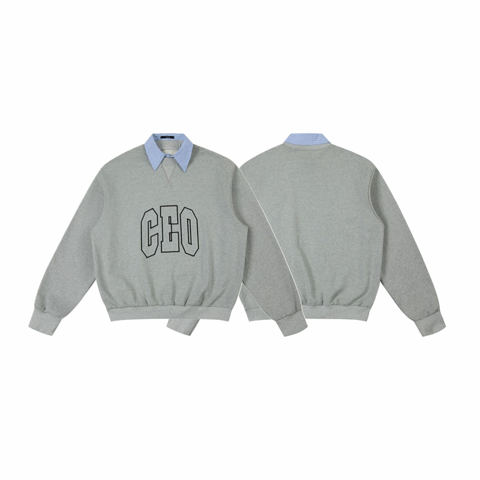 Oversized Button-Down Mock Layered Patchwork Hoodie