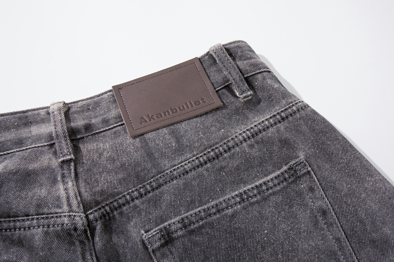 Streetwear Hip-Hop Style Gradient Color Wide-Leg Denim Pants Straight Leg Design Retro Knife-Edge Floor-Length Trousers