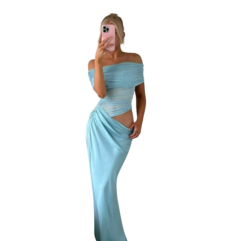 Ladies Asymmetric Midriff Cutout Bodycon Dress