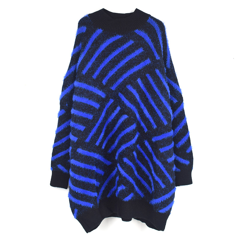 Ladies Oversized Colorblock Mock Neck Sweater