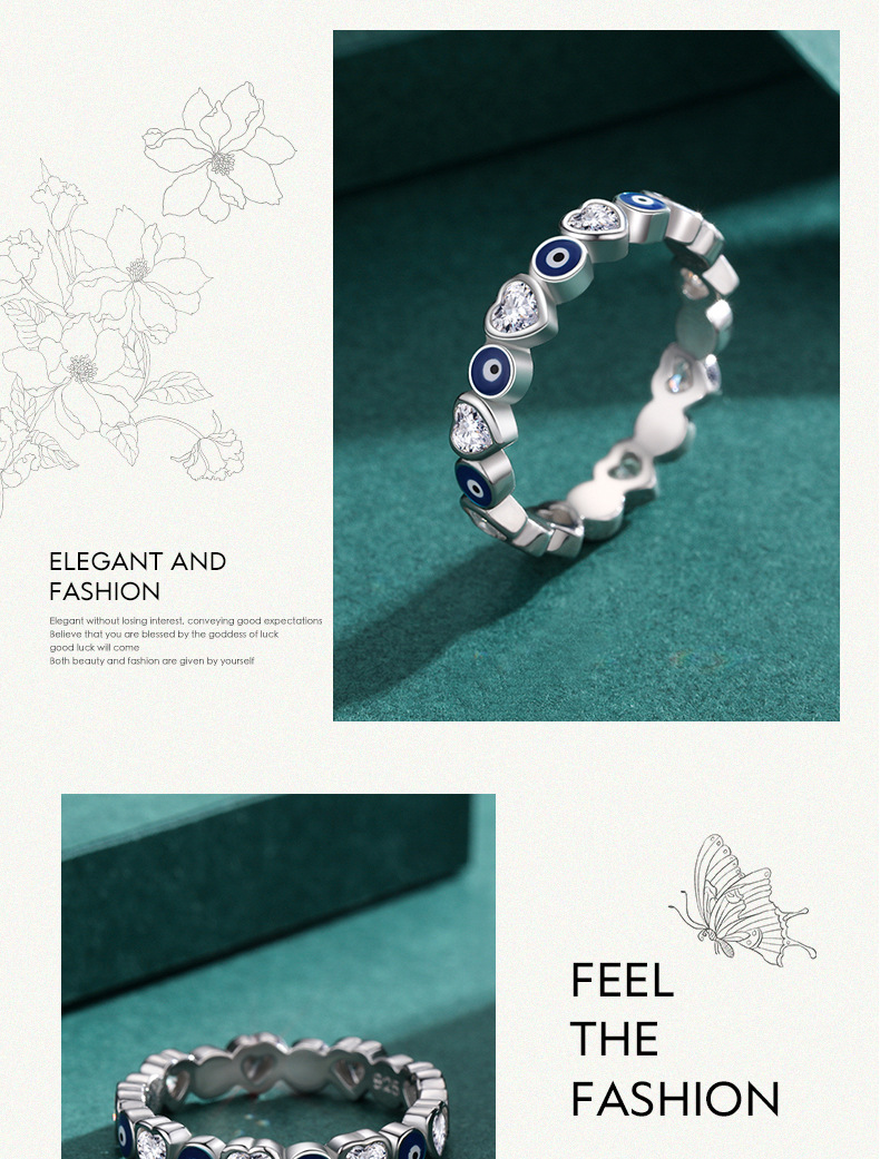 S925 Sterling Silver Heart-Shaped Zirconia Ring Female Original Design Fashion Versatile Commuter Style Finger Ring