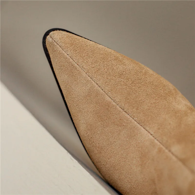 Women Sexy Point Women's Knee High Boots Black Beige Long Shoes Ladies Autumn Winter