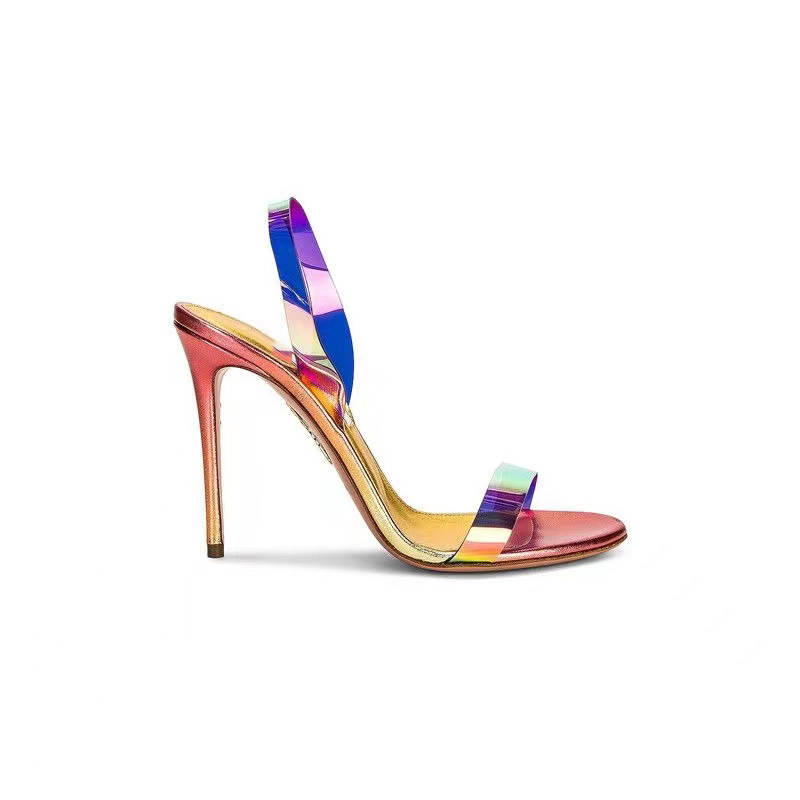 New round head strip with a fashionable and minimalist look, slim and slim, ultra-high heels, and a large size sandal for women